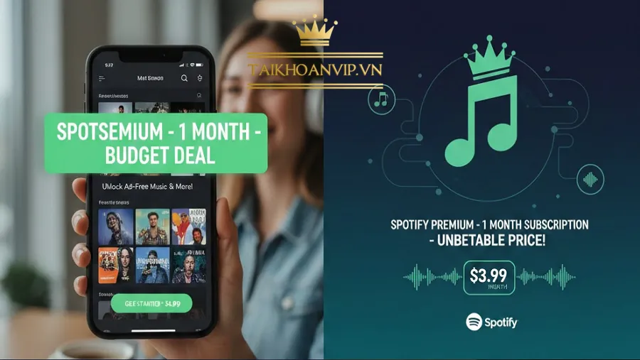 Đăng ký Spotify Premium nhanh, giá rẻ, nhận tài khoản 2 phút. Nghe nhạc không quảng cáo, tải offline, âm thanh 320kbps. Mua ngay tại Taikhoanvip.vn.
