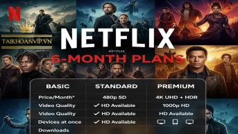 Khám phá các gói Netflix, giá từng gói và ưu điểm của Netflix Premium 4K. Hướng dẫn chọn gói phù hợp và ưu đãi tại Taikhoanvip.vn.