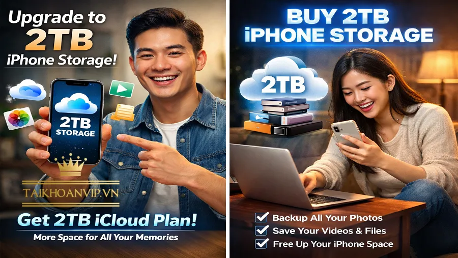 Mua dung lượng iPhone gói iCloud 2TB giá rẻ 1 năm