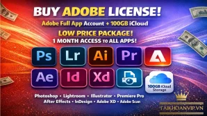 Mua Adobe Bản Quyền – Tài Khoản Adobe Full App 100GB Gói 1 Tháng Dùng mọi phần mềm Photoshop, Adobe Lightroom...