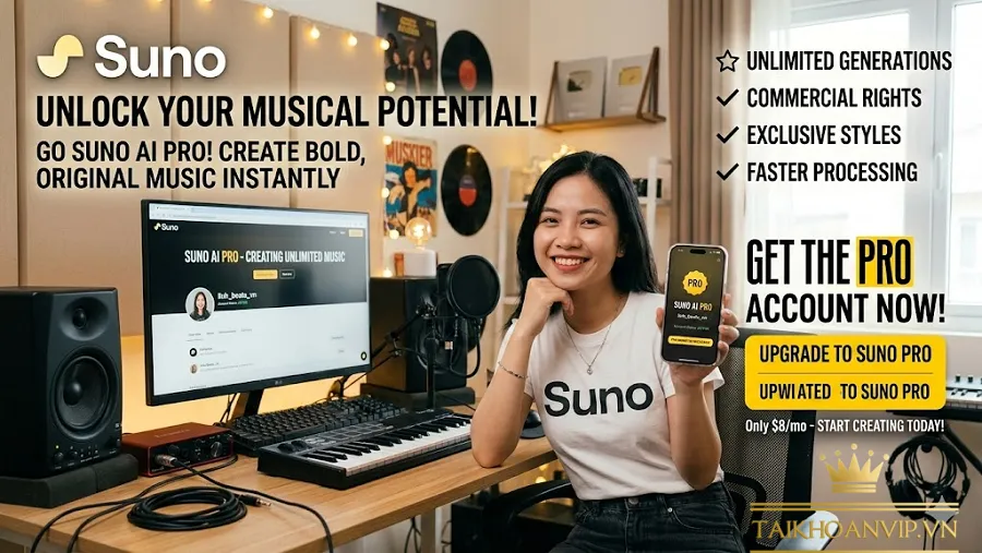 Mua Tài Khoản Suno Pro Giá Rẻ – Tạo Nhạc AI Chuyên Nghiệp