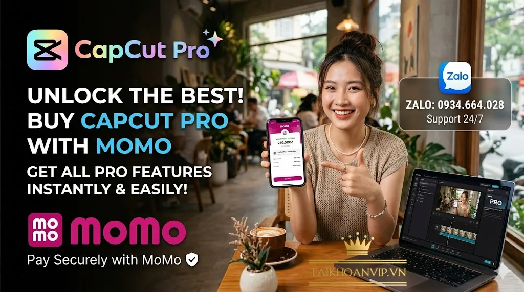 Mua CapCut Pro bằng momo