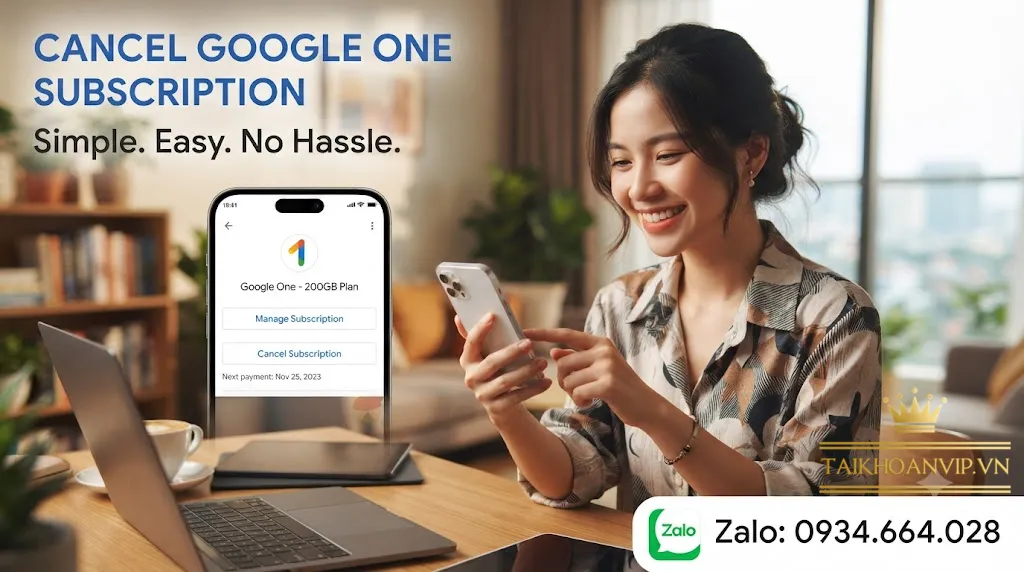 hướng dẫn huỷ gói dịch vụ google one