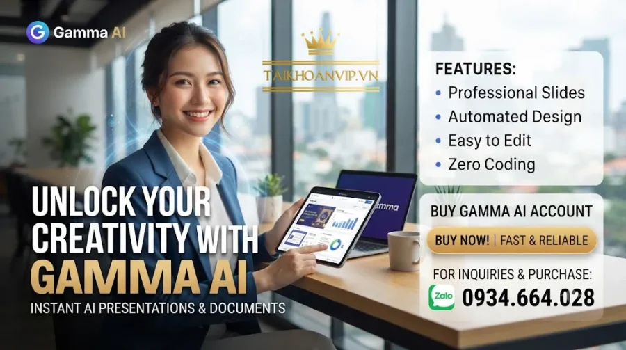 Mua tài khoản Gamma AI Pro giá tốt, chính hãng